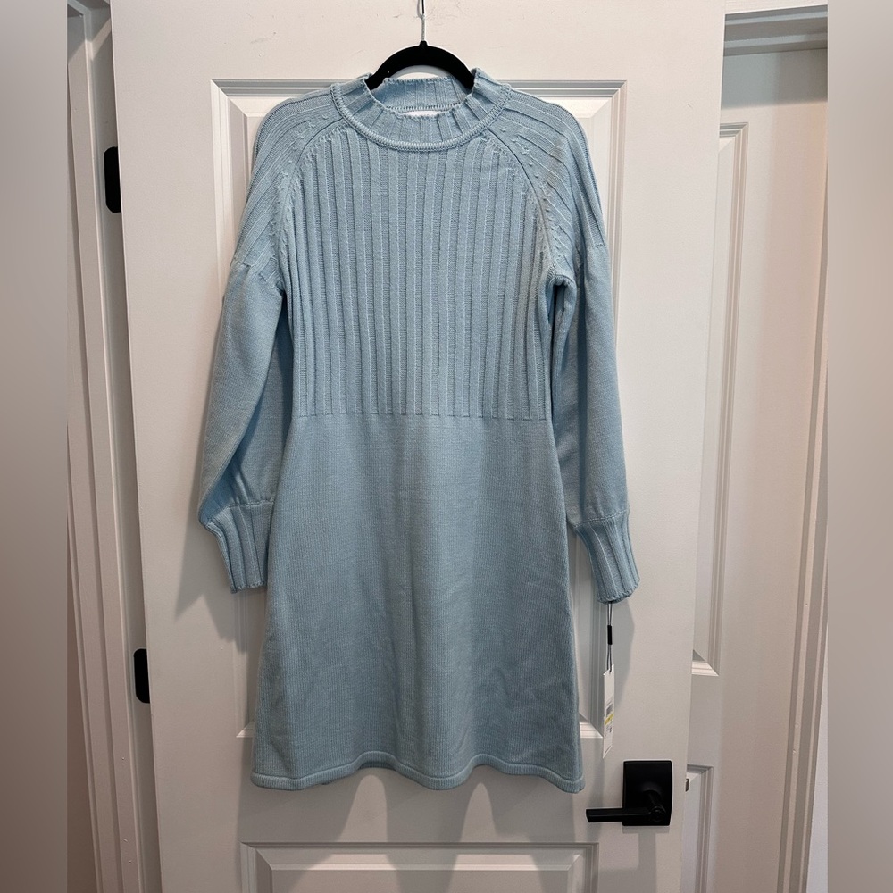 Calvin Klein Soft Blue Crew Neck Sweater Dress
